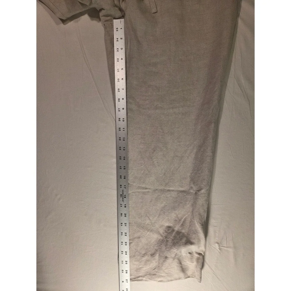 Cubavera Men's Linen Blend Straight Leg Cropped Pants Size L Drawstring Waist